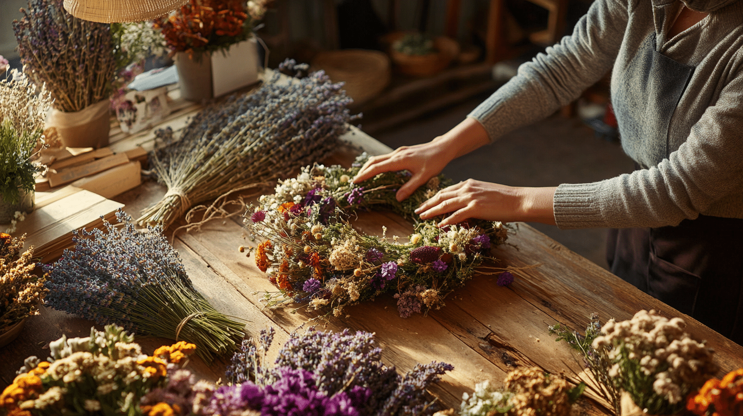 Crafting a Dried Flower Wreath