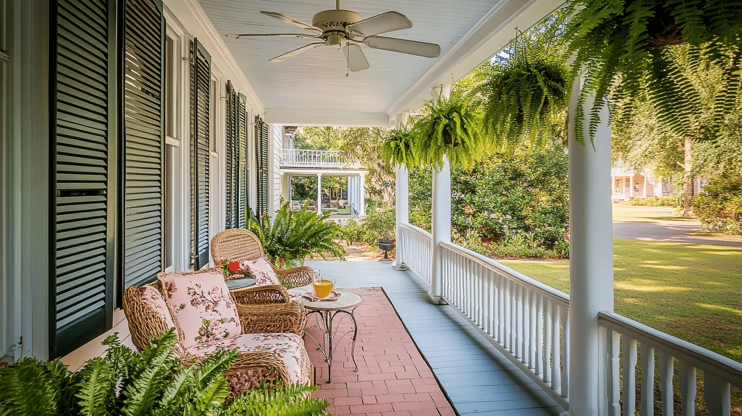 Southern_Vintage_Front_Porch_Ideas_with_Ferns