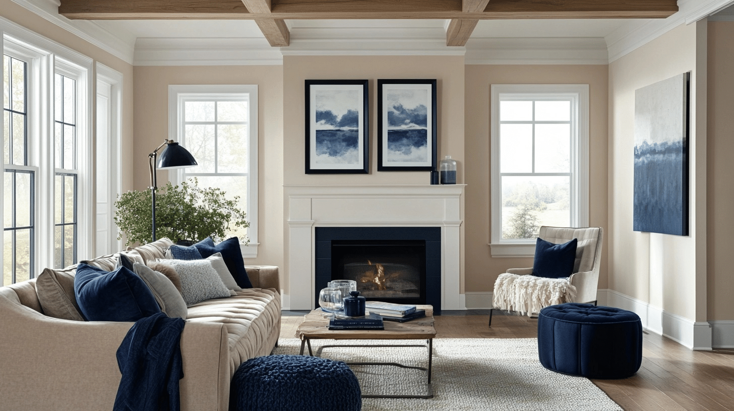 Accessible Beige + Pure White + Navy Blue