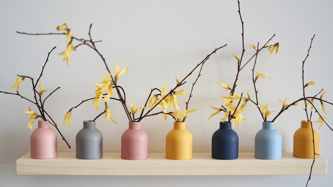 Floating_Shelf_Display_with_Mini_Forsythia_Vases