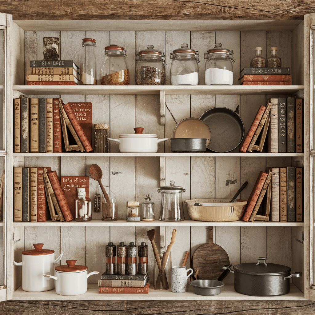 Vintage_Farmhouse_with_Glassware_and_Cookbooks