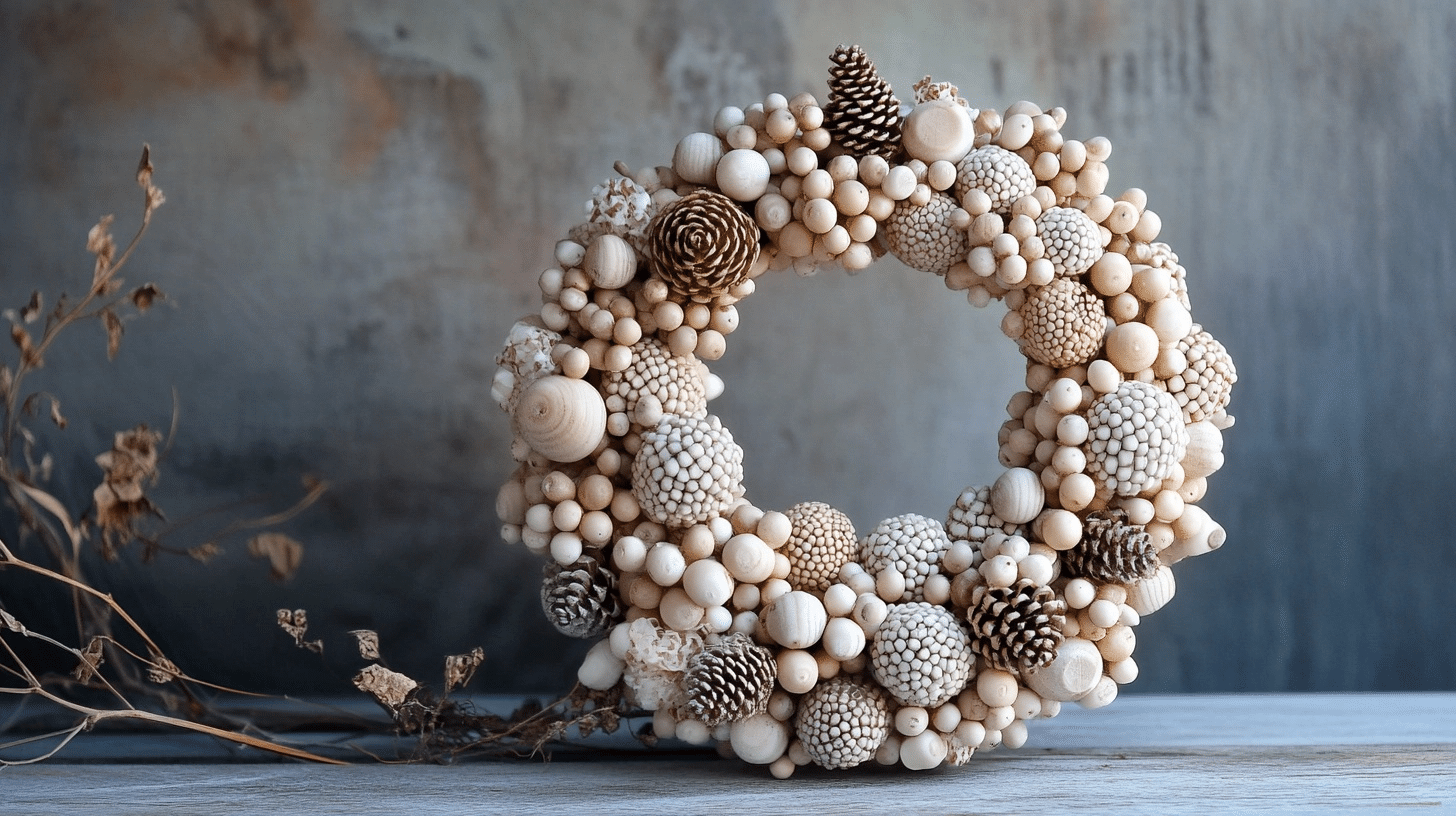 wood bead wreath