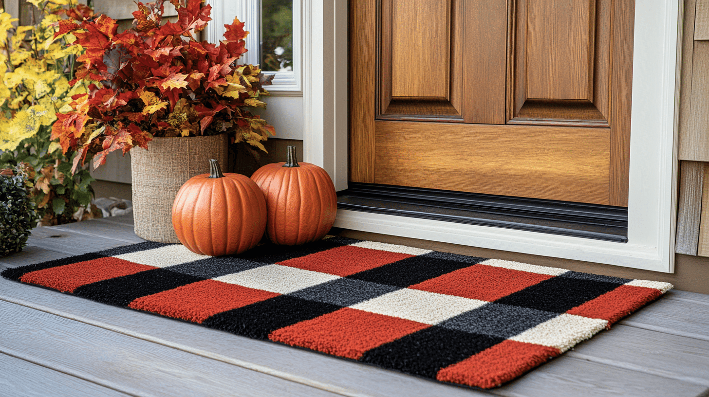 Layered Doormats (Buffalo Check + Seasonal Welcome Mat)