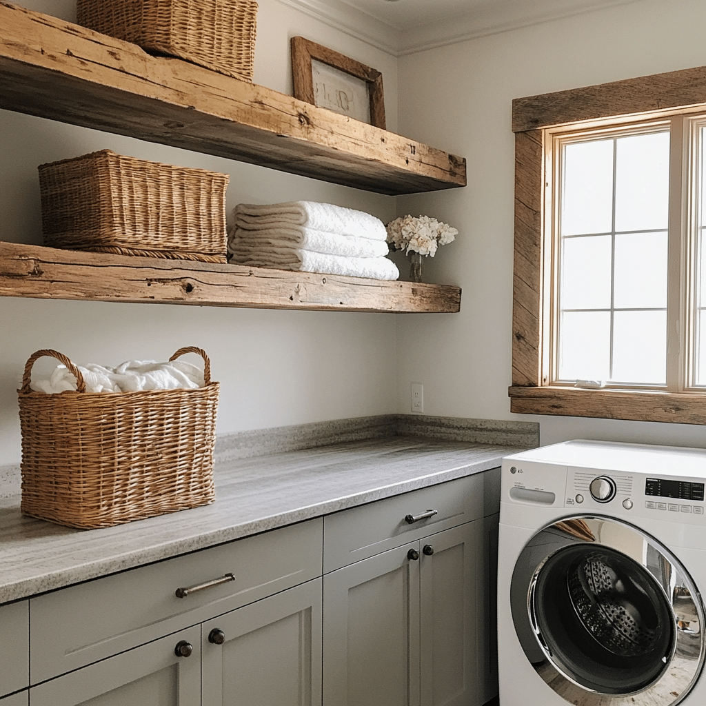 Laundry_Room_Cabinets_with_Rustic_Wood_Shelving