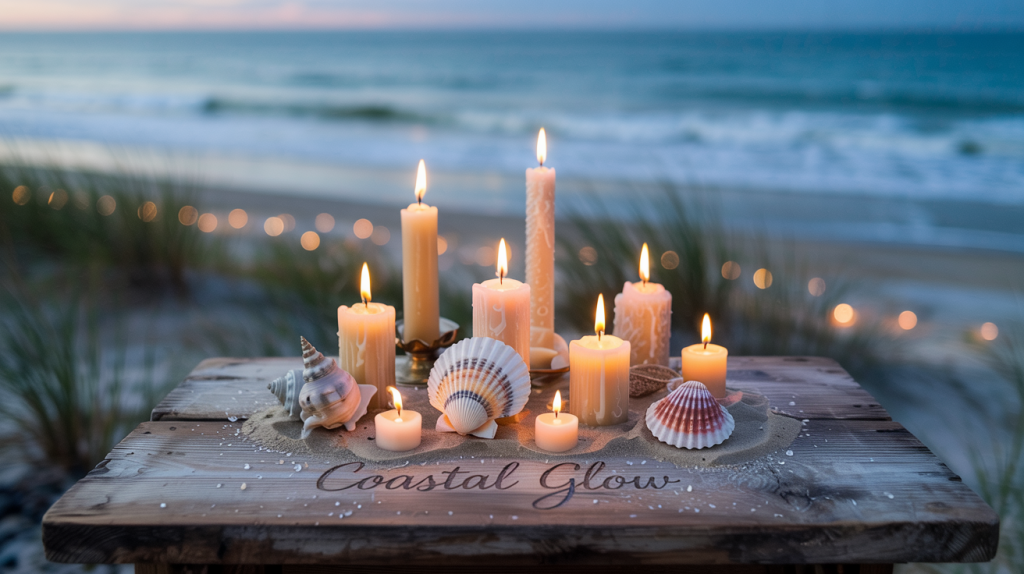 candles with seashells