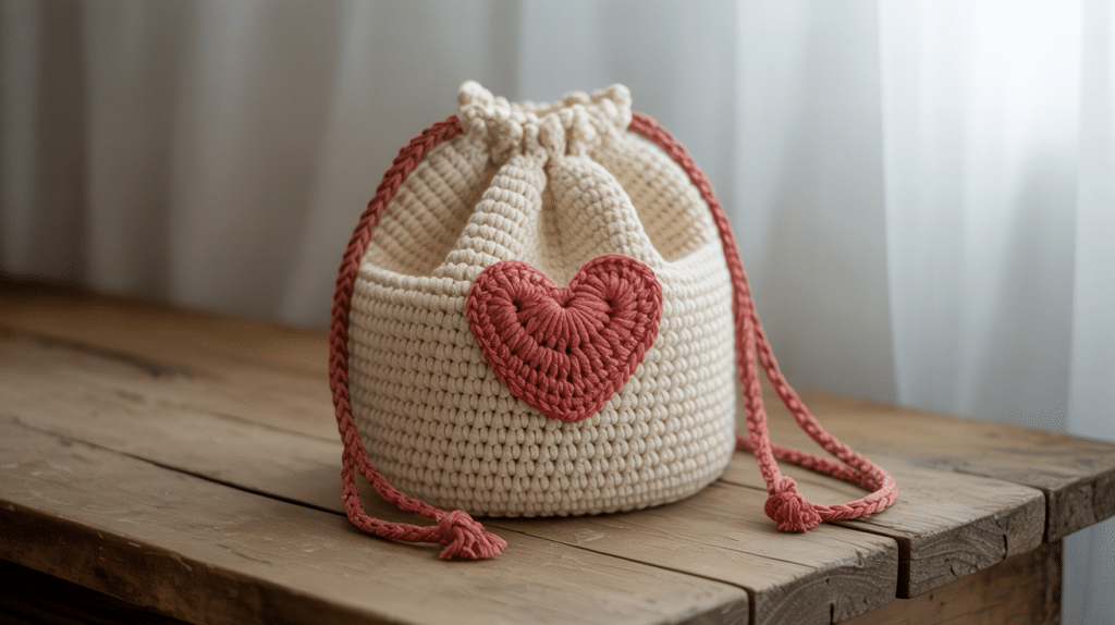 Crochet Drawstring Bag Free Pattern Tutorial