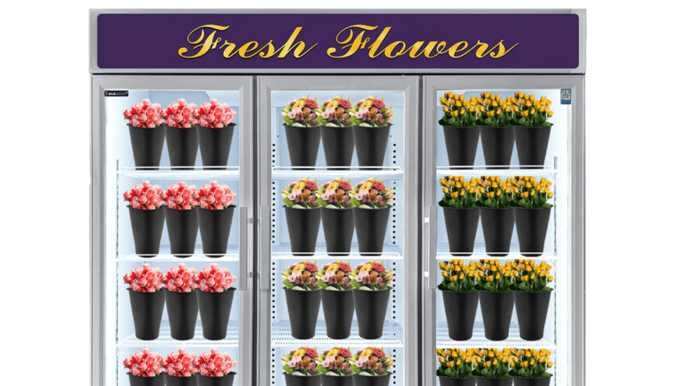 Customized_Flower_Display_Three_Glass_Door_Refrigerator_Width_72