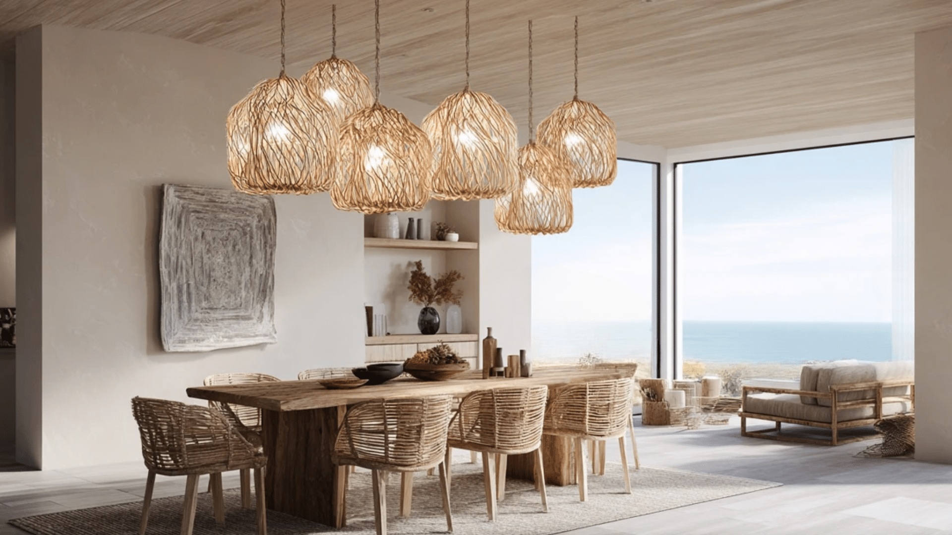 Statement Light Fixtures in Natural Materials