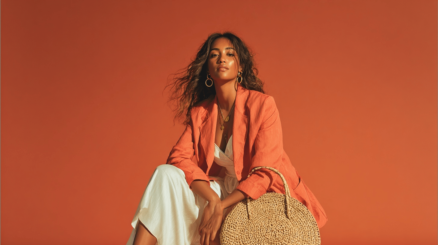7. Coral Blazer Over White Slip Dress