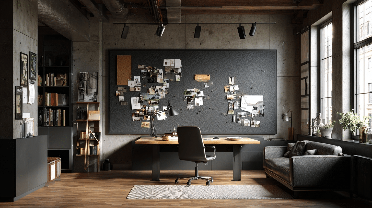 Charcoal Pinboard with Black Push Pins