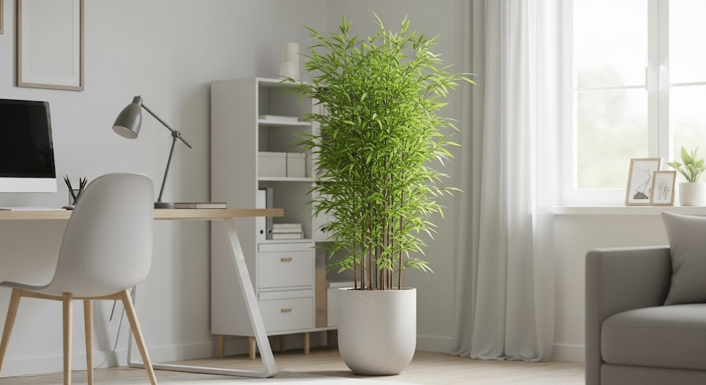 bamboo plant in home office