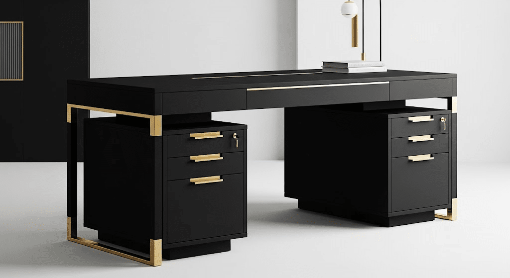 black and gold desk