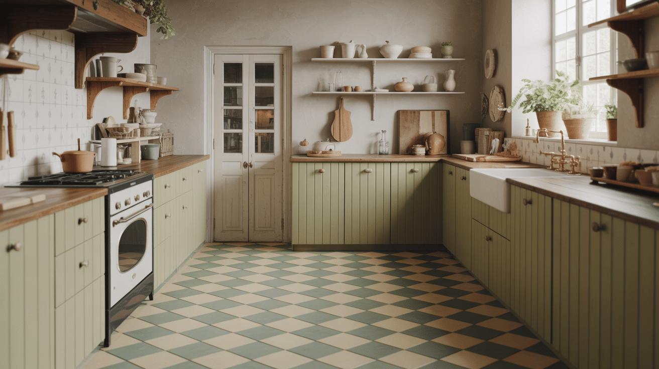 checkered or patterned flooring