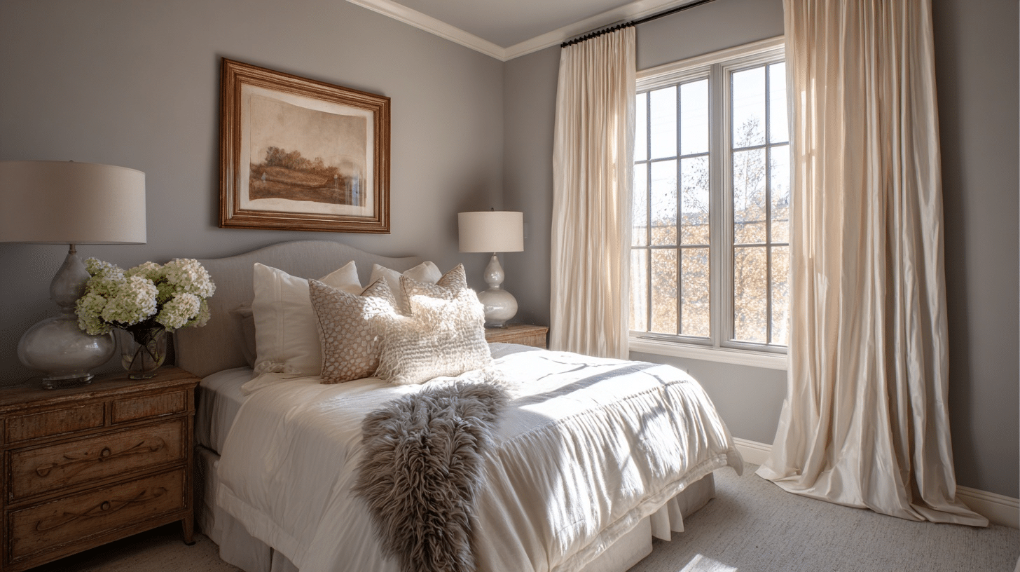 cream curtain for gray walls