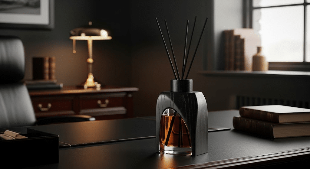 dark wood fragrance diffuser with amber notes