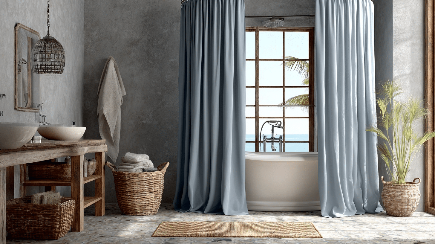 dusty blue curtain