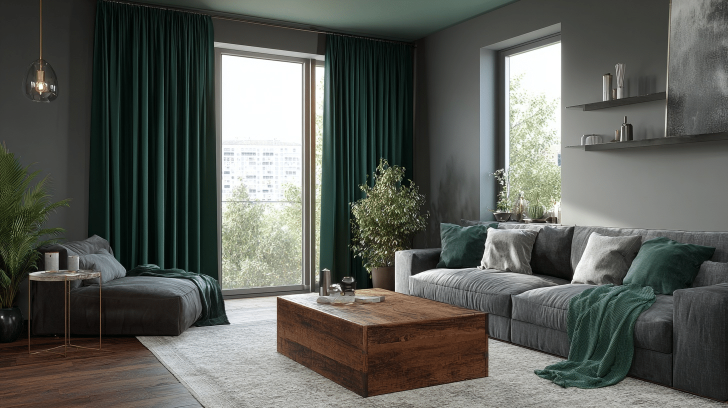 forest green curtain