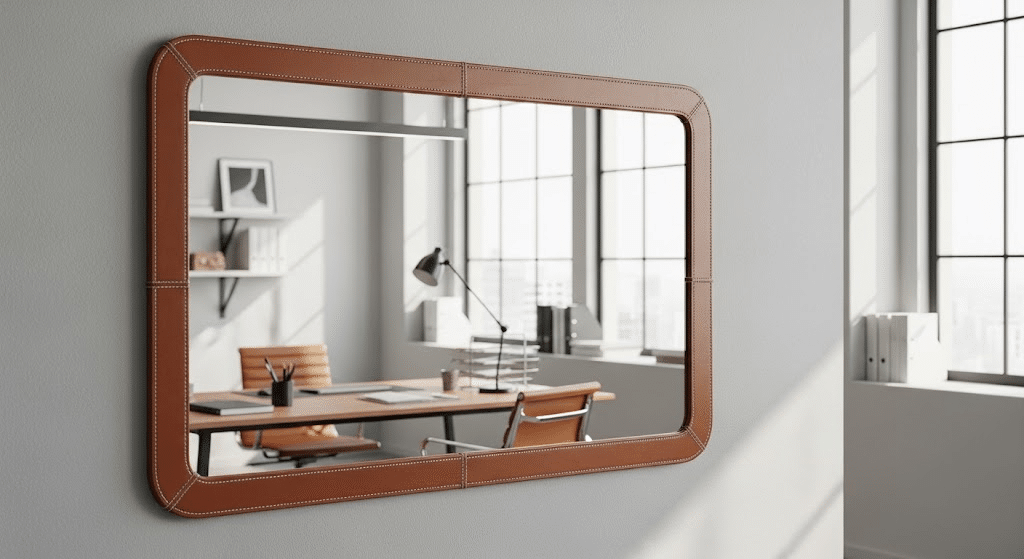 leather wrapped mirror