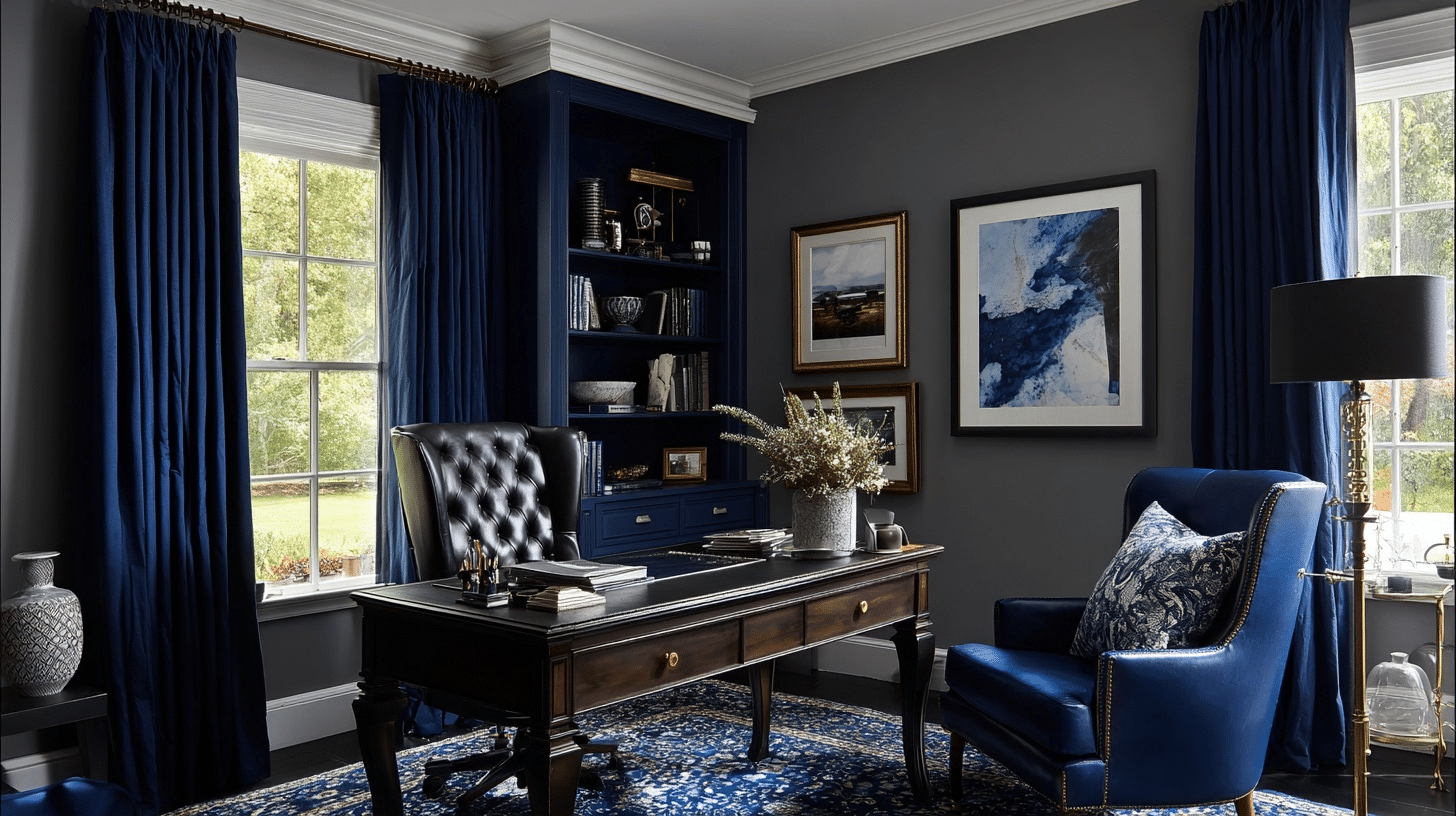 navy blue curtains