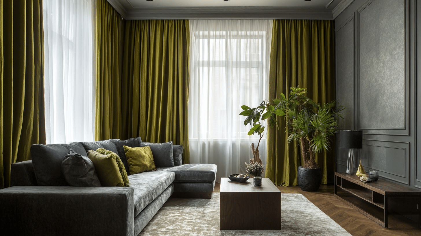 olive green curtain