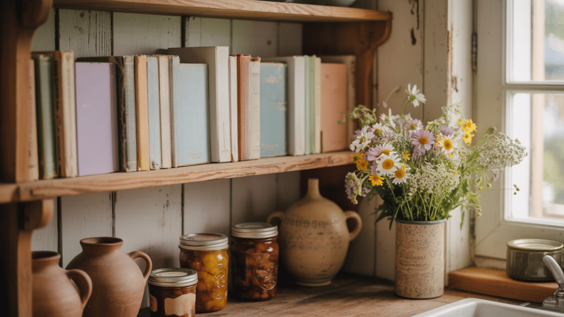 open display of cookbooks