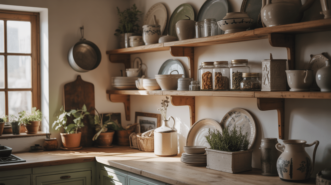 open kitchen shelving