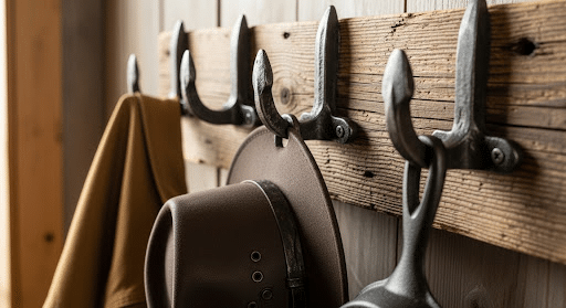 reclaimed railroad spike coat hooks