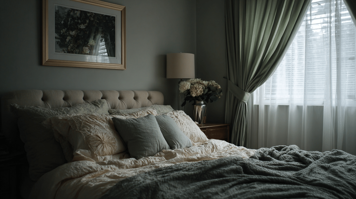 sage green curtai