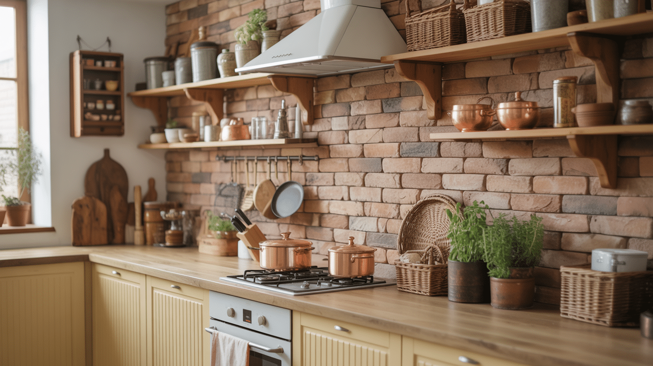 stone brick or tile accent walls
