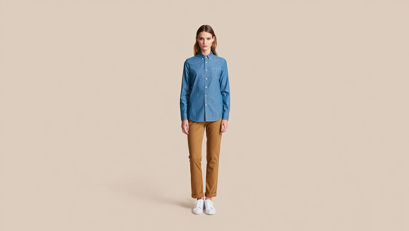 tan and denim blue