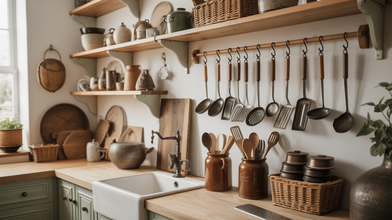 vintage utensils display