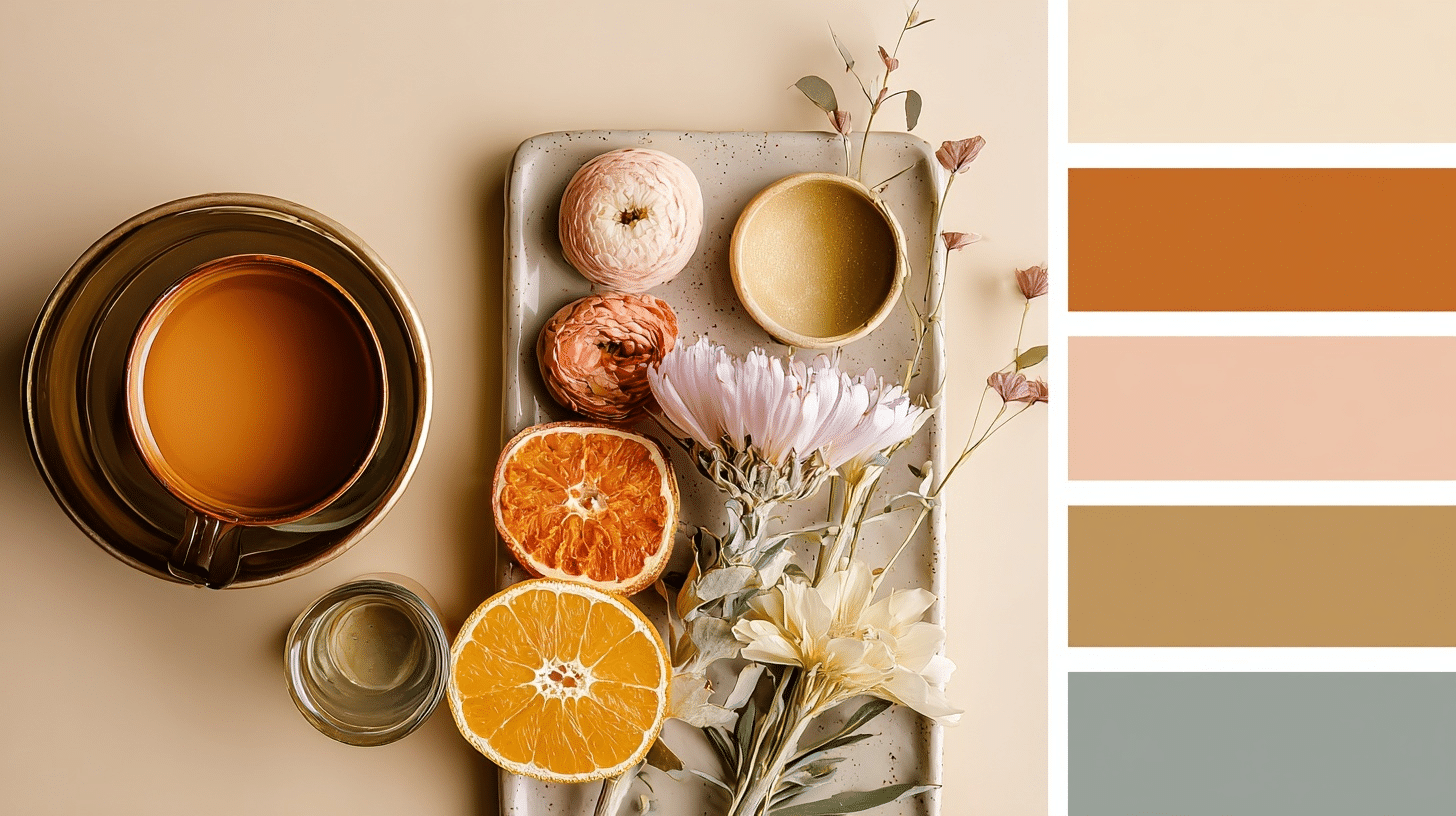 where does tan lie on the color wheel