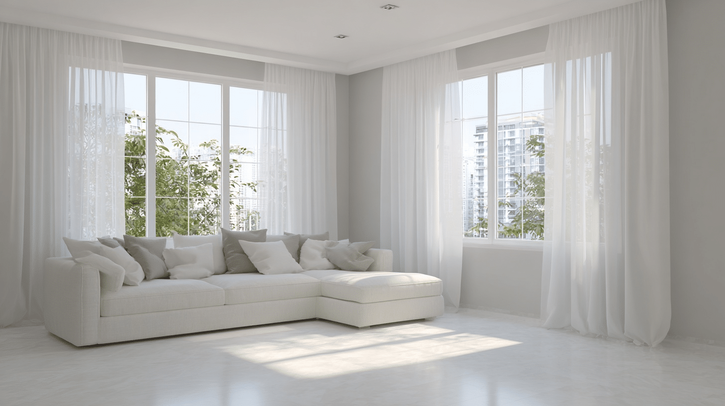 white curtains for gray walls