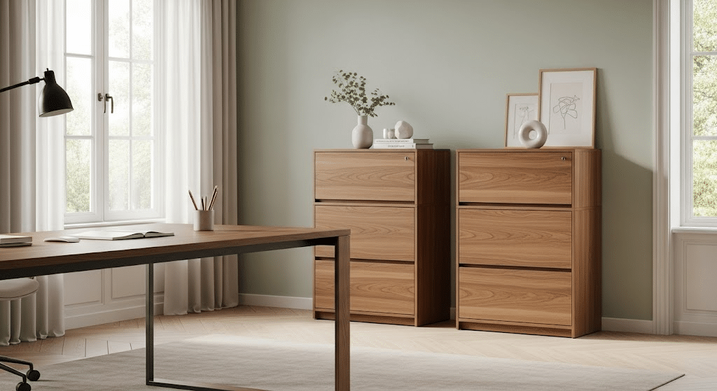 wooden filing cabinet