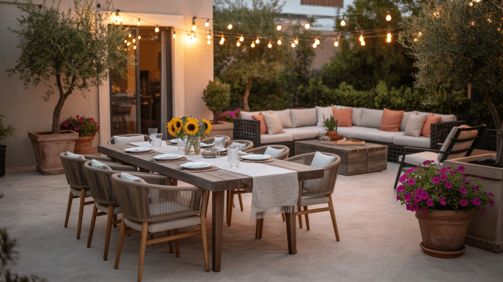 stylish patio furniture layout ideas for entertainment
