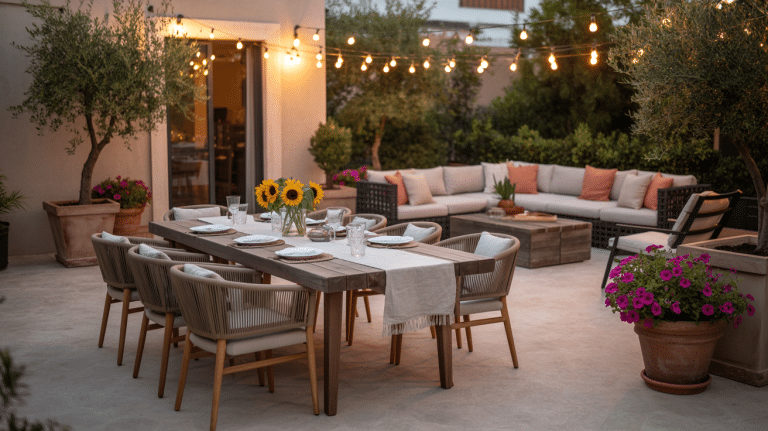 stylish patio furniture layout ideas for entertainment