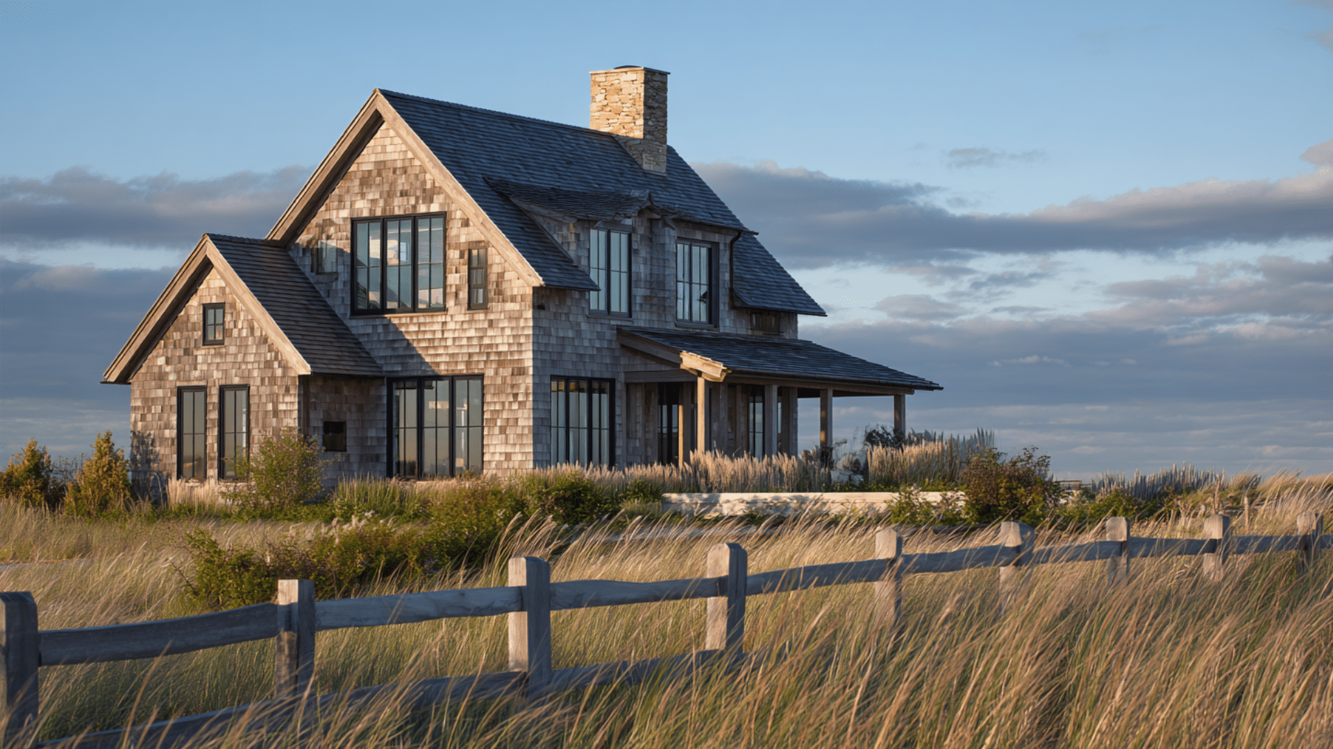 Cedar Shingles with Black Window Frames