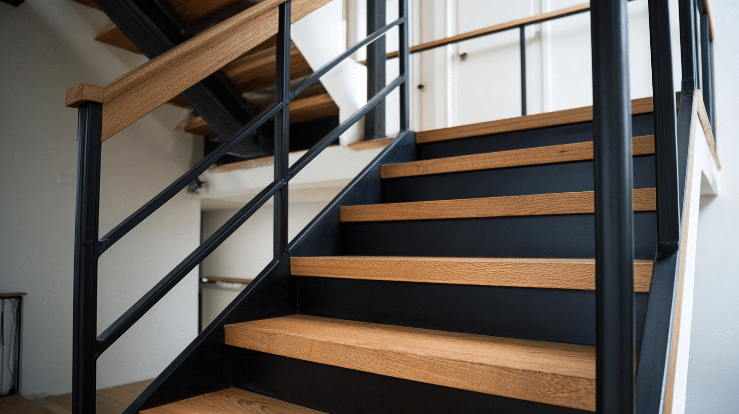 black and wood combo stairs