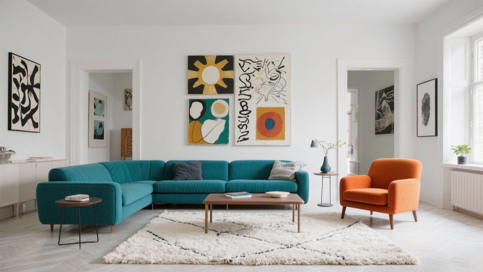 burnt orange and teal