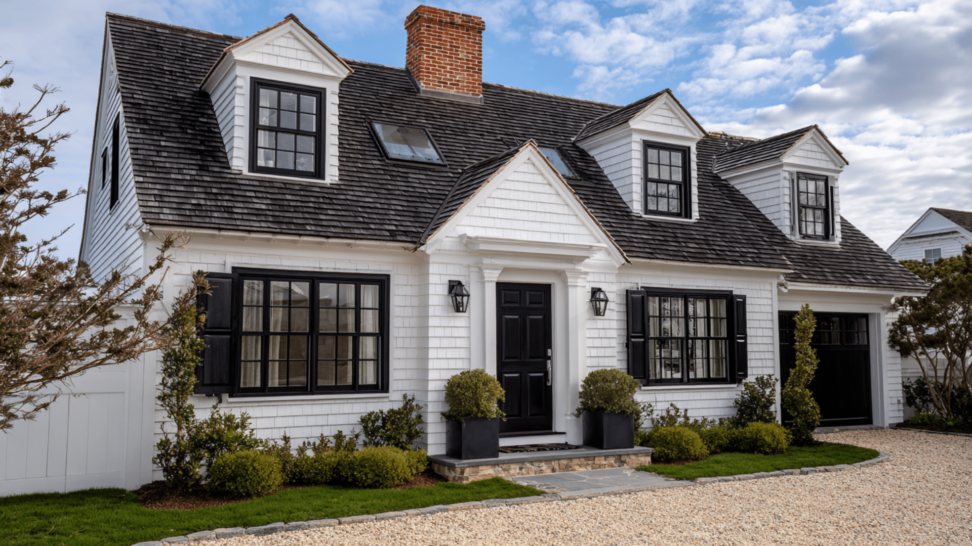 cape cod with black window frames