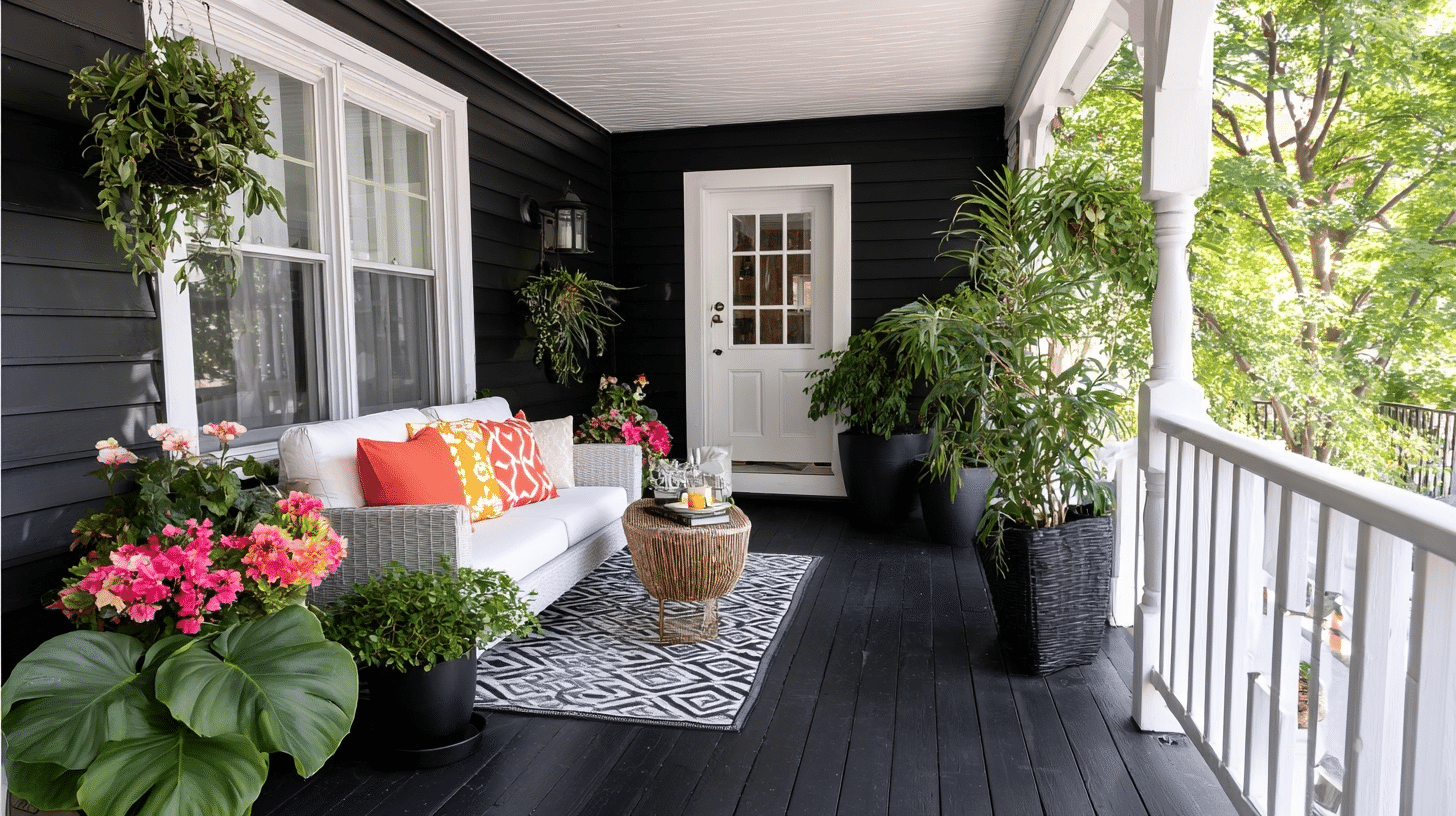 charcoal black porch paint idea