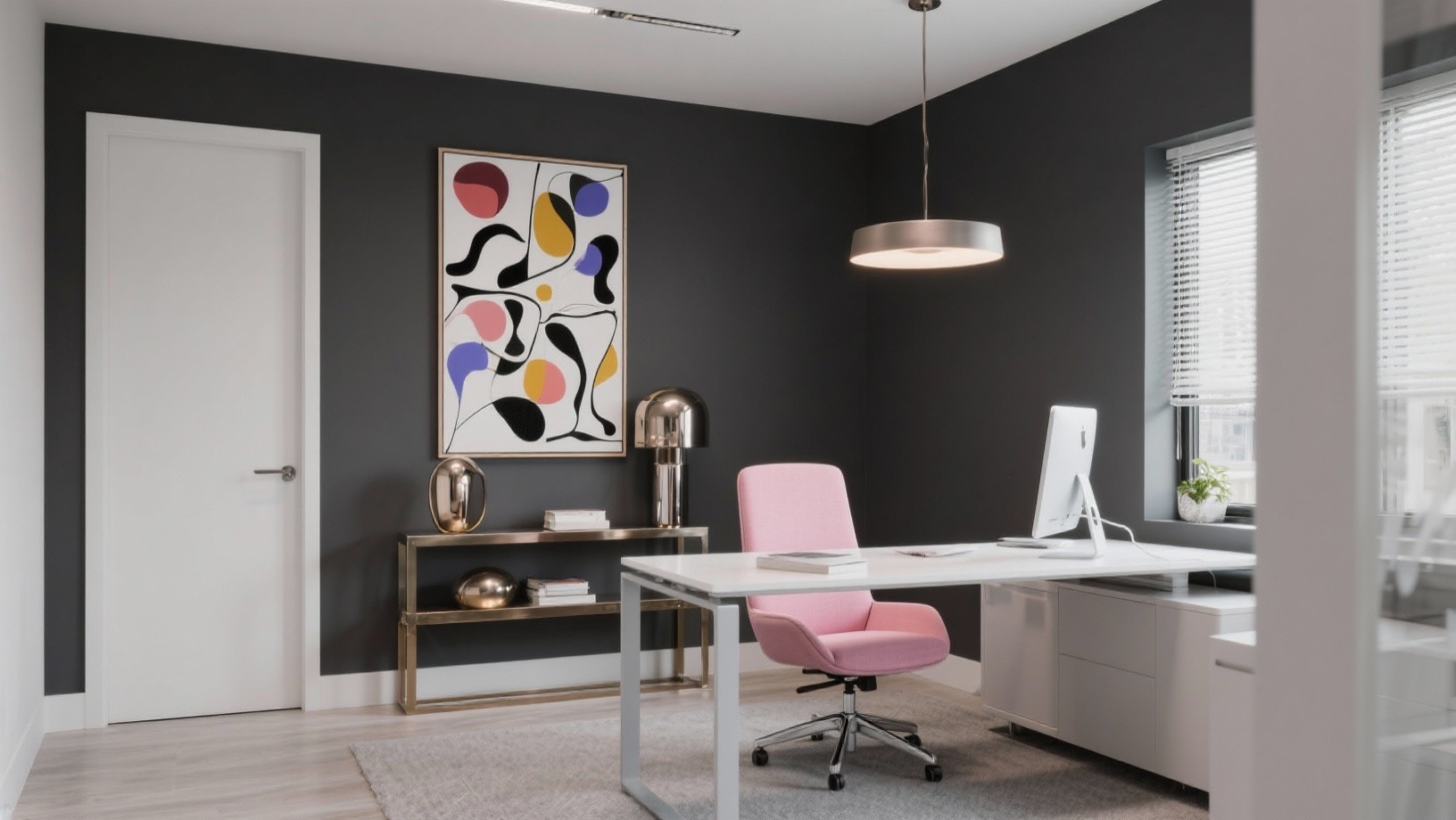 charcoal gray and blush pink