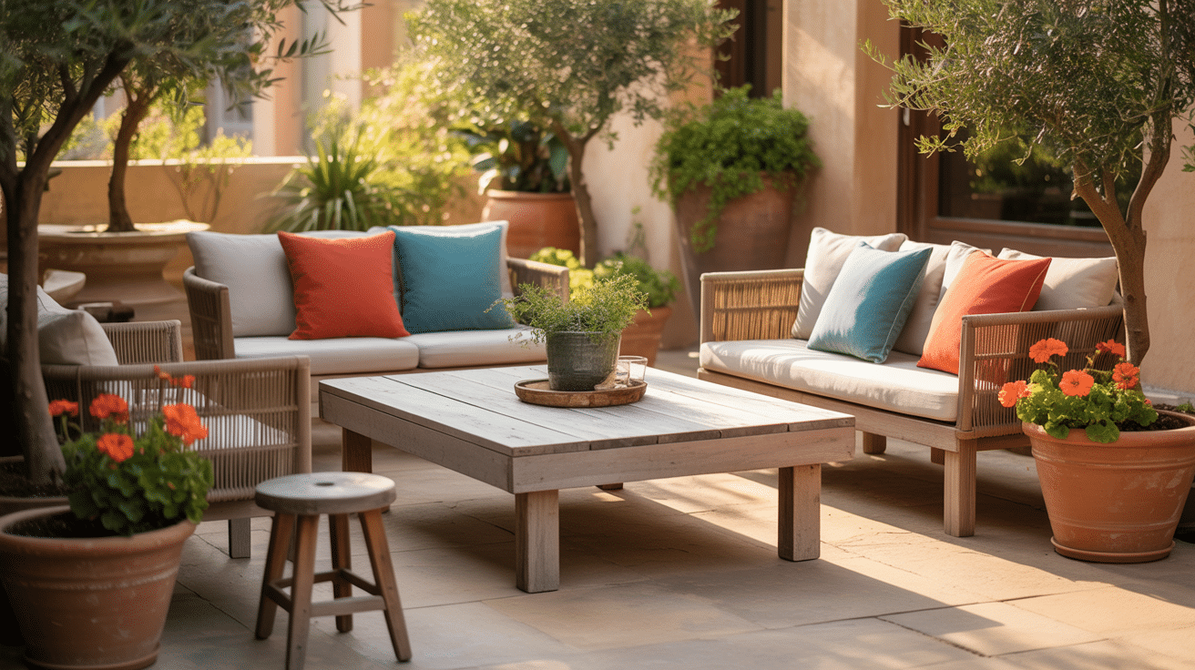 coffee table with mixed chairs and stools