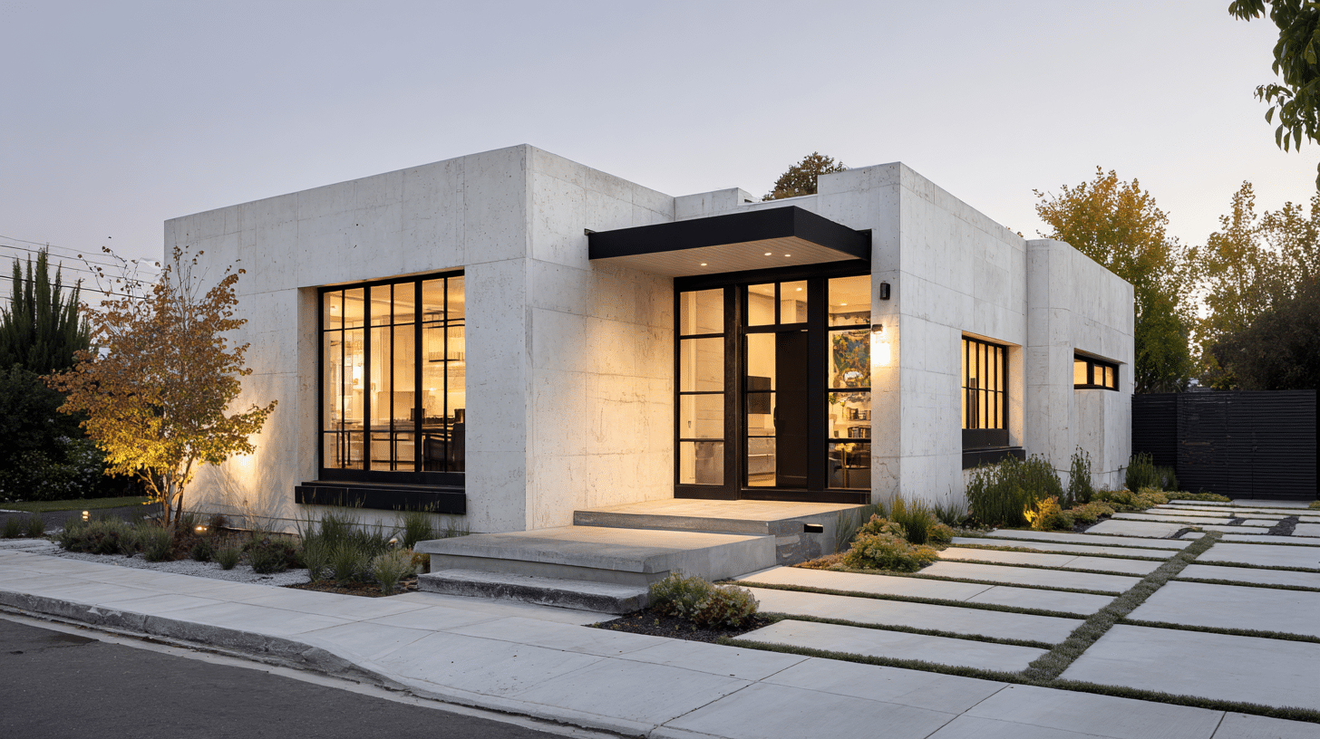contemporary cube house with black windows
