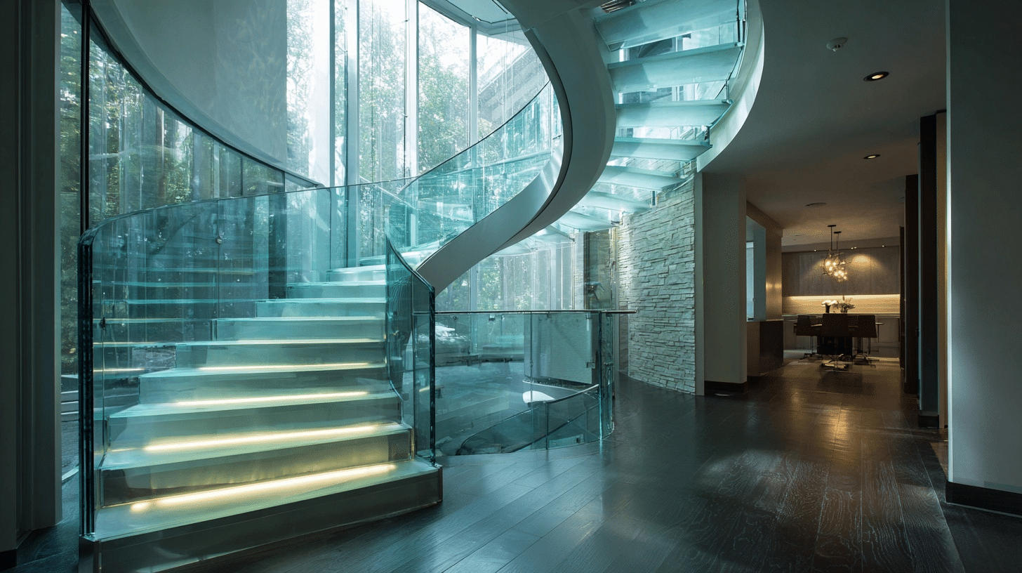 curved glass stairs