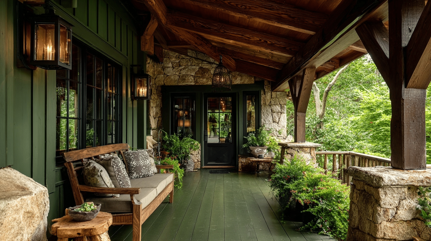 deep forest gray porch color idea