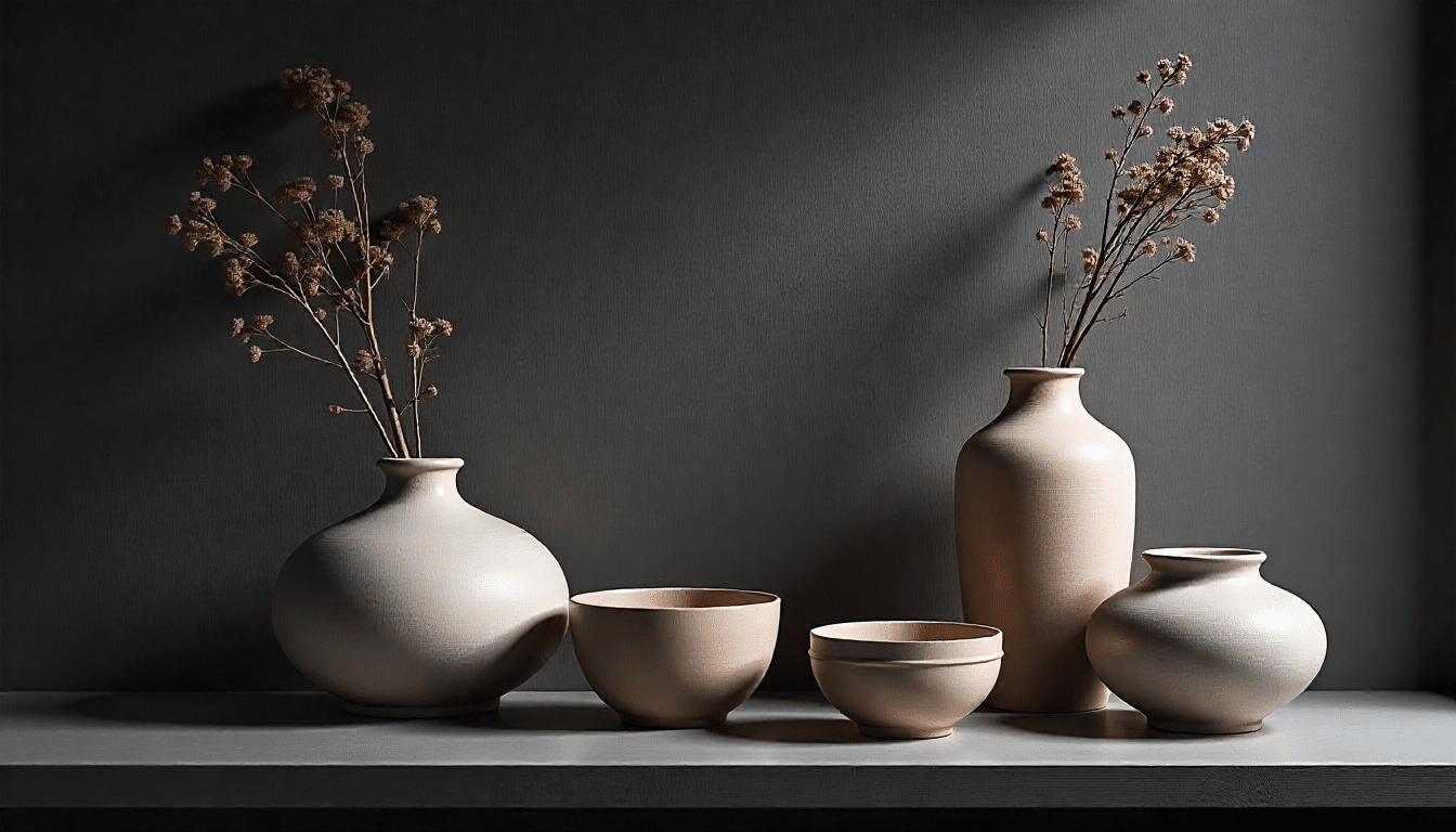 display pottery in neutral tones