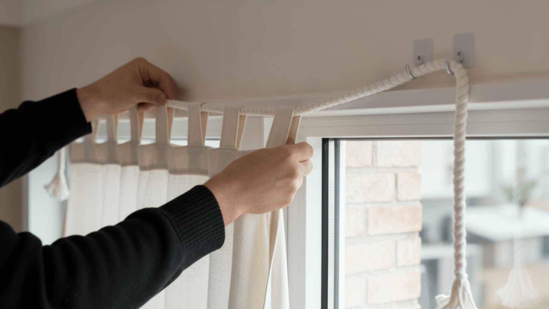 hang your curtains on the rope