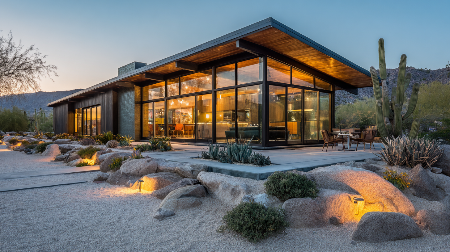 mid century modern with black windows