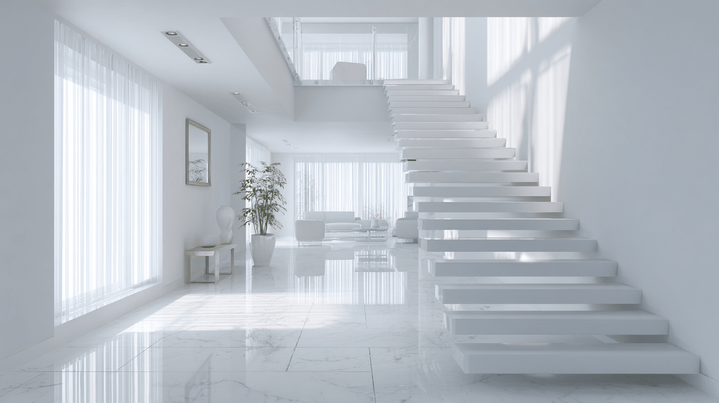 minimalist white staircase